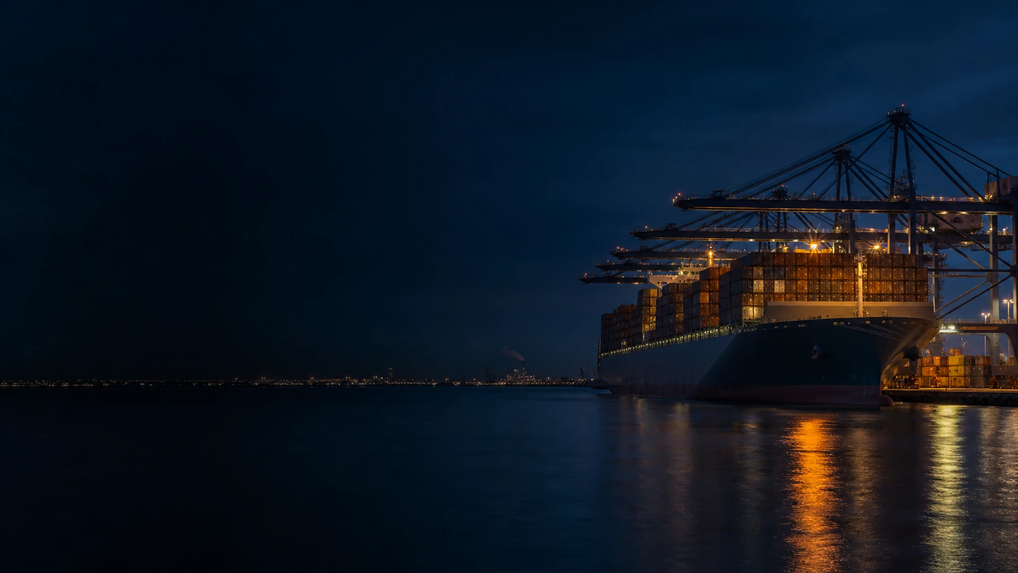 Container ship and freight terminal representing international feed logistics